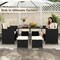9 PCS Outdoor Dining Furniture Set with Tempered Glass Table and Ottomans-White
